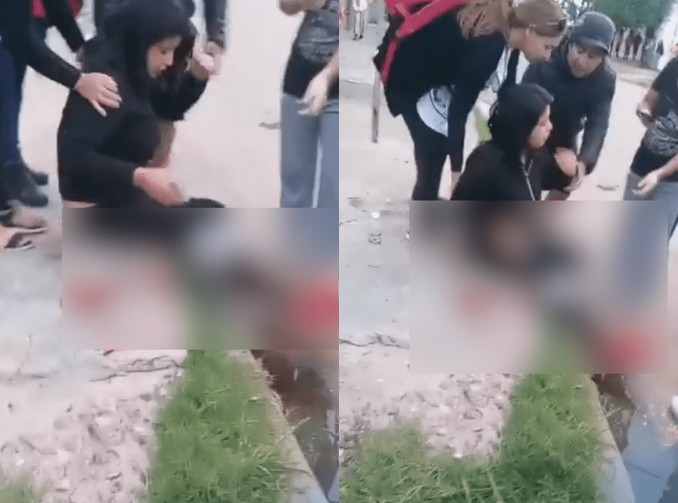 VIDEO | Apuñalan a una mujer en Virrey del Pino a metros de una escuela ante la mirada de los chicos